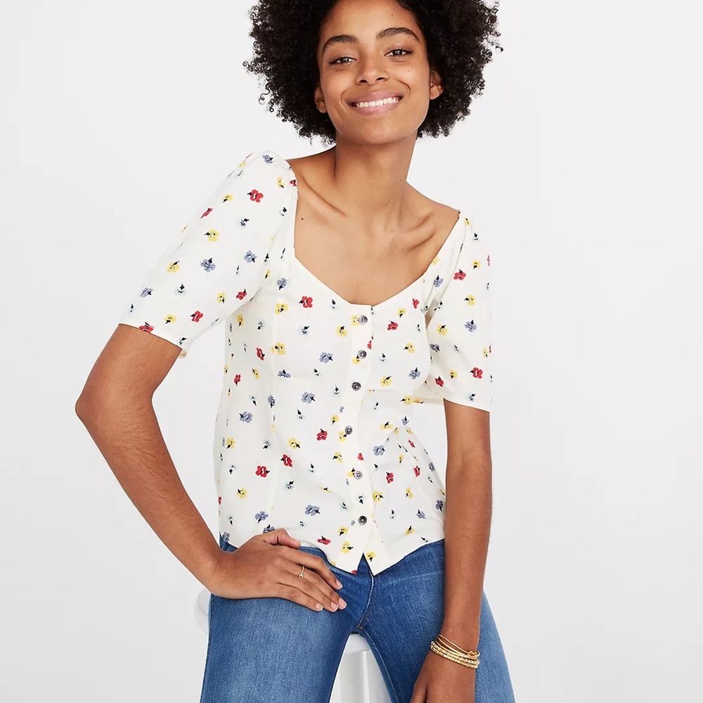 Madewell Button Down Top Confetti Floral